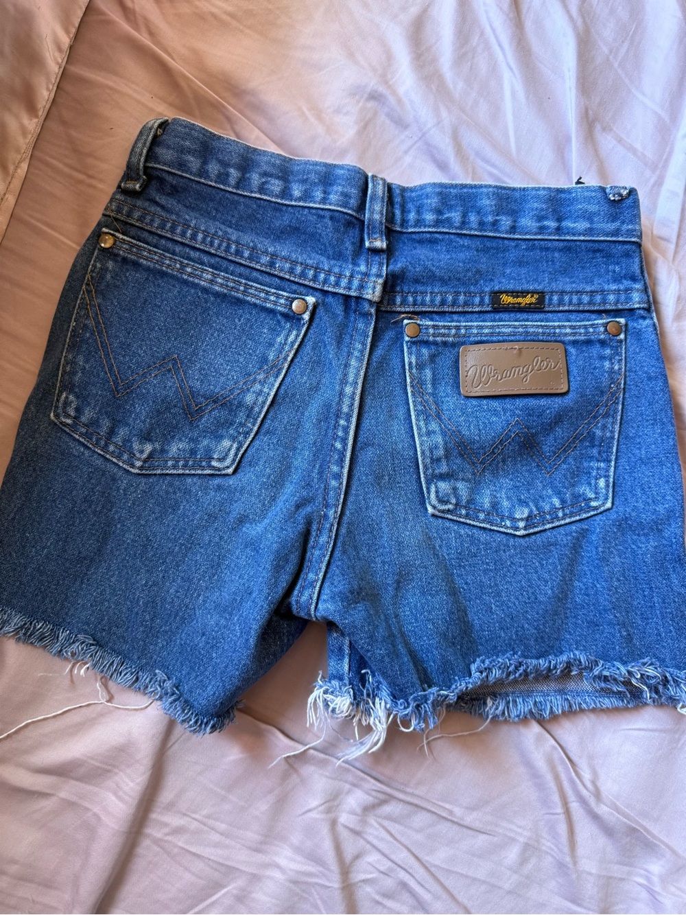 Wrangler Blue Denim Frayed Hem Women's Shorts